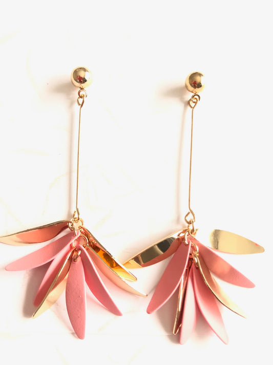 Dusty Pink & Gold Petal Earrings