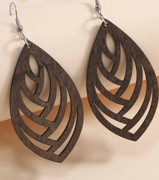 Wooden Swirl Earrings