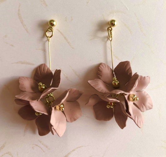 Dusty Pink Flower Earrings